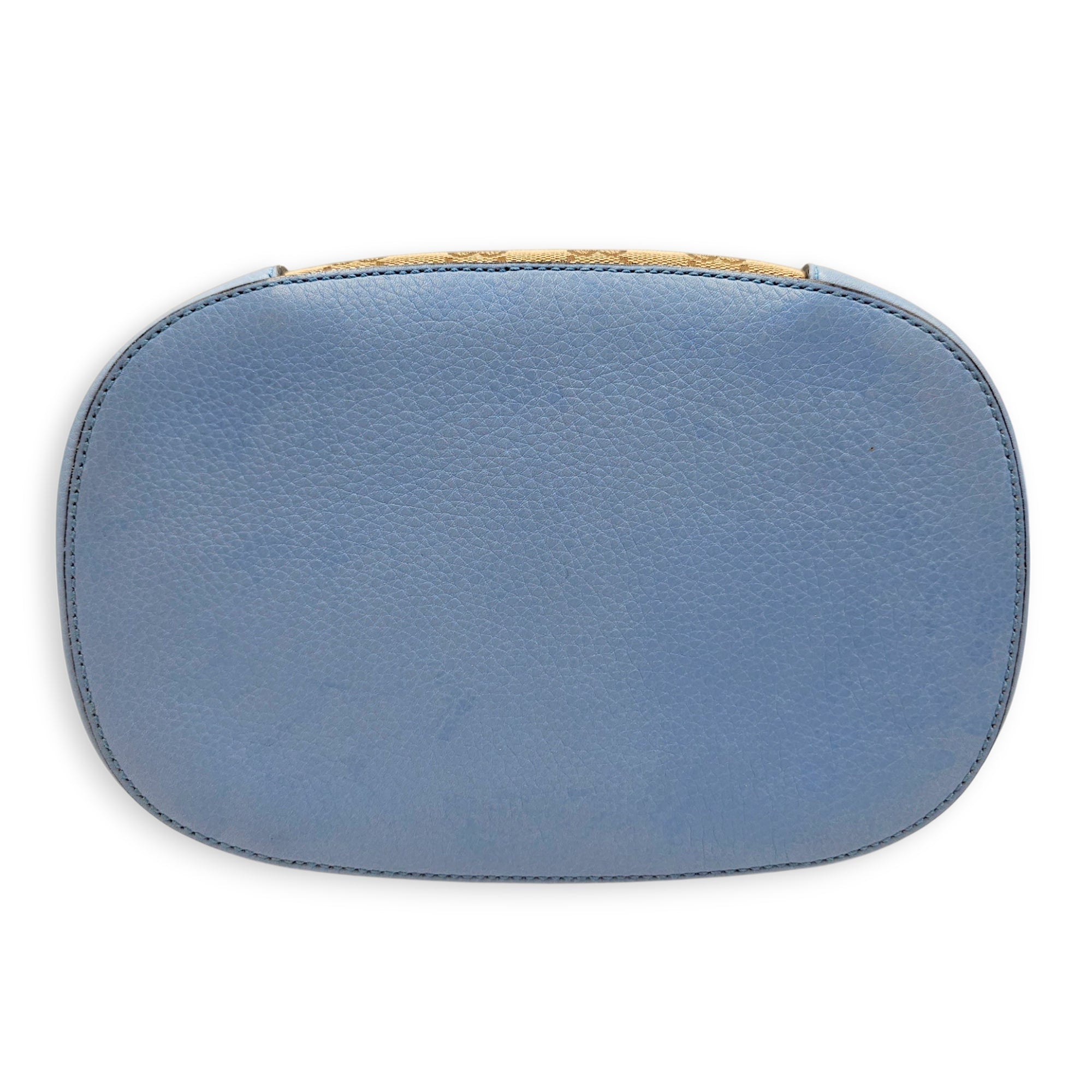 Bucket Blue Shoulder Bag in Canvas Guilloche hardware