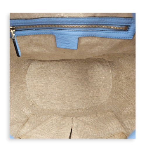 Bucket 23cm Blue Shoulder Bag in Canvas Guilloche hardware