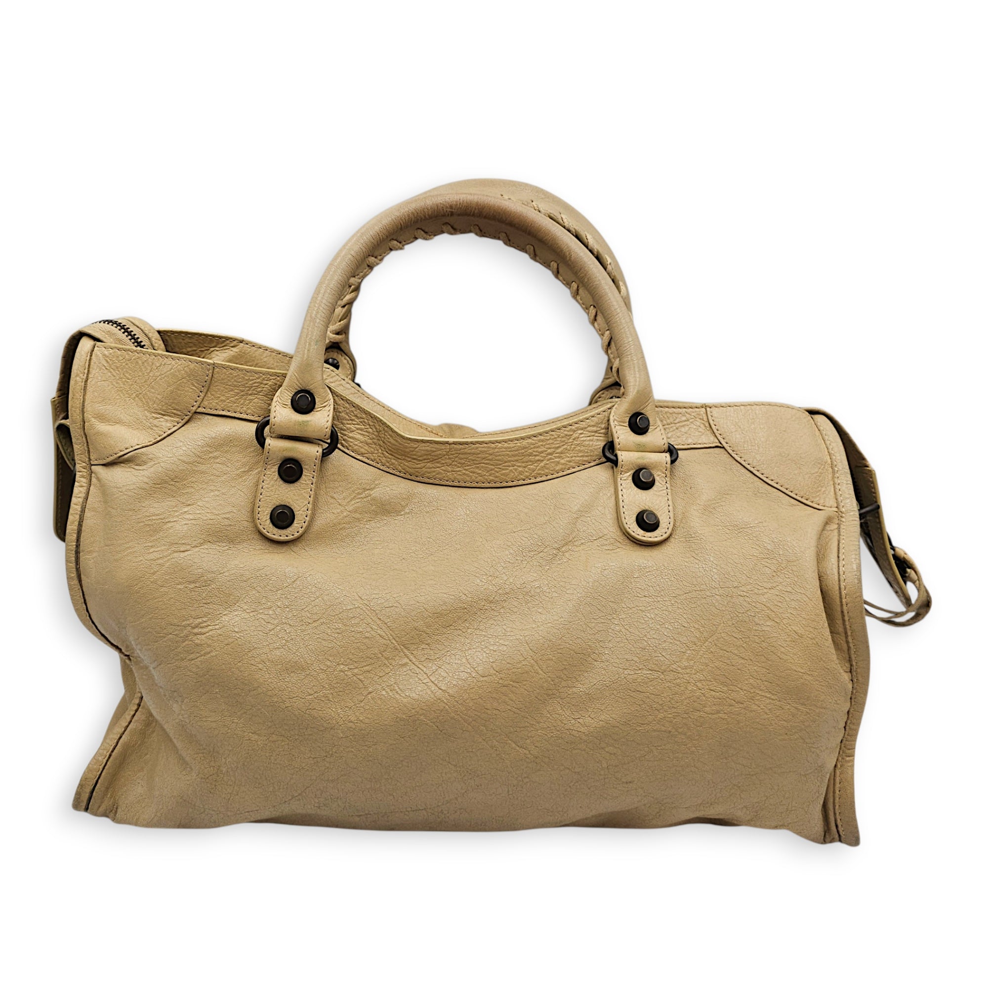 City Beige Shoulder Bag in Distressed Leather Ruthenium hardware CL2607-22644 2