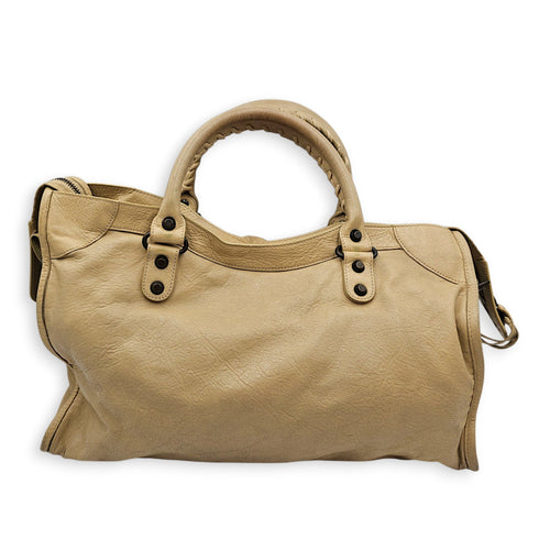 City Beige Shoulder Bag in Distressed Leather Ruthenium hardware CL2607-22644 2