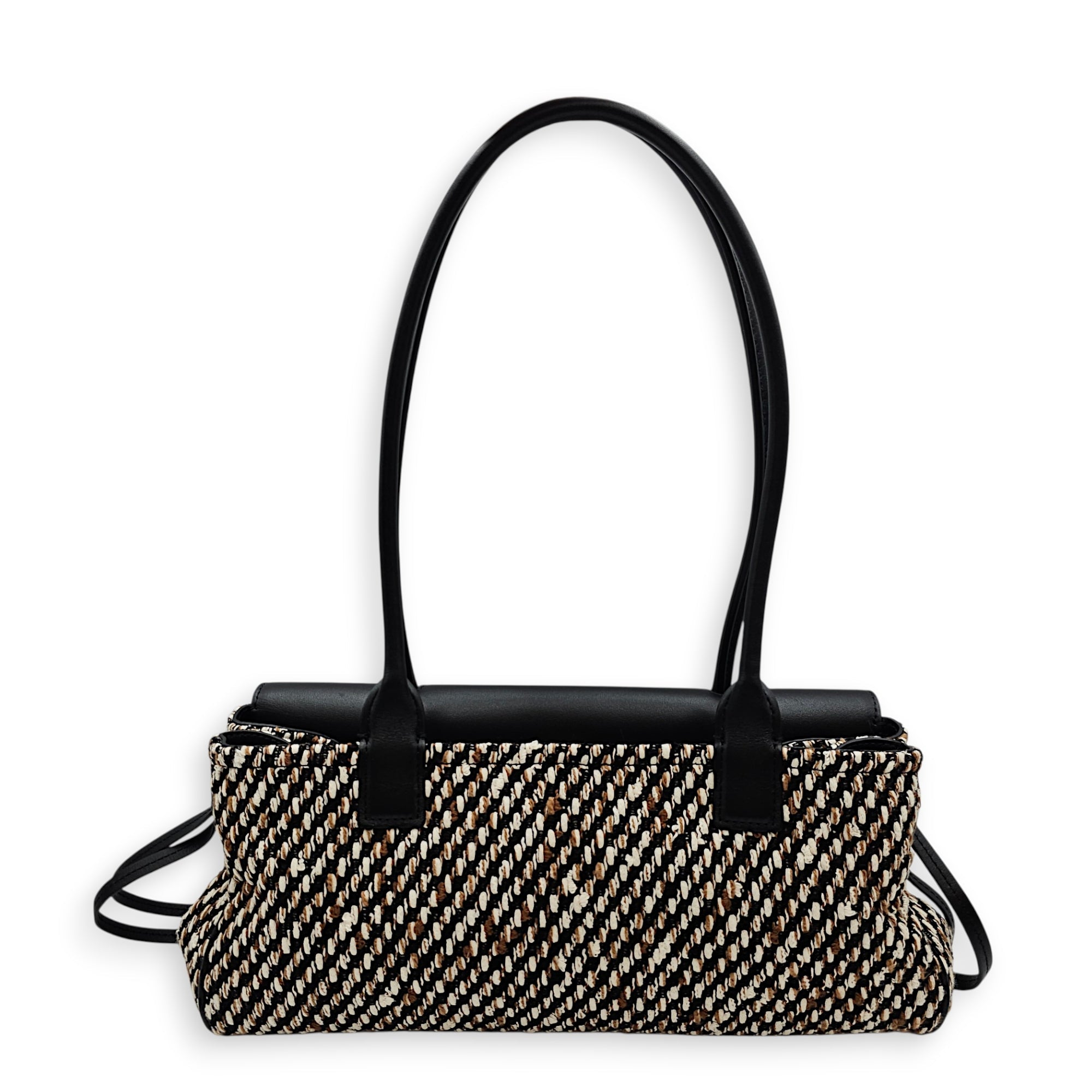 "Urban Essential " East West Shopping Tote Small Black Shoulder Bag in tweed Gold hardware CL2607-22645 2