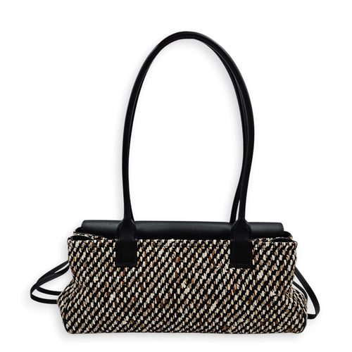 "Urban Essential " East West Shopping Tote Small Black Shoulder Bag in tweed Gold hardware CL2607-22645 2