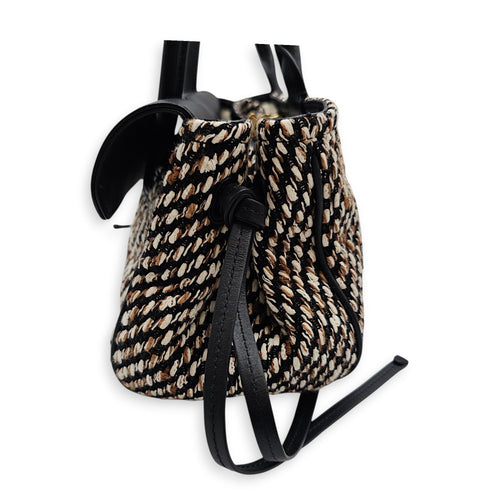 "Urban Essential " East West Shopping Tote Small Black Shoulder Bag in tweed Gold hardware CL2607-22645 4