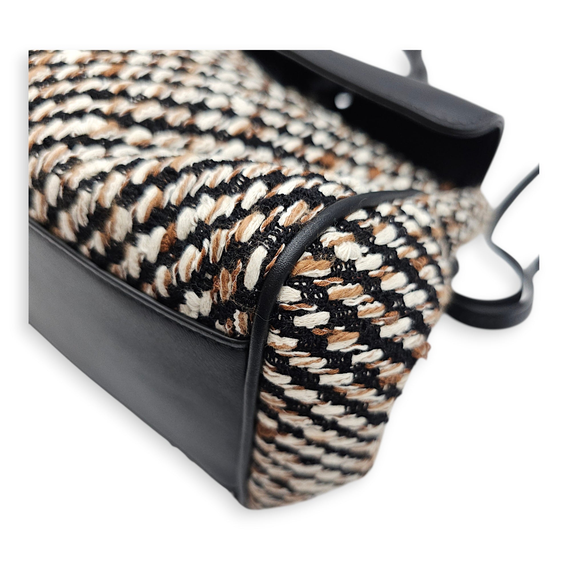 "Urban Essential " East West Shopping Tote Small Black Shoulder Bag in tweed Gold hardware CL2607-22645 8