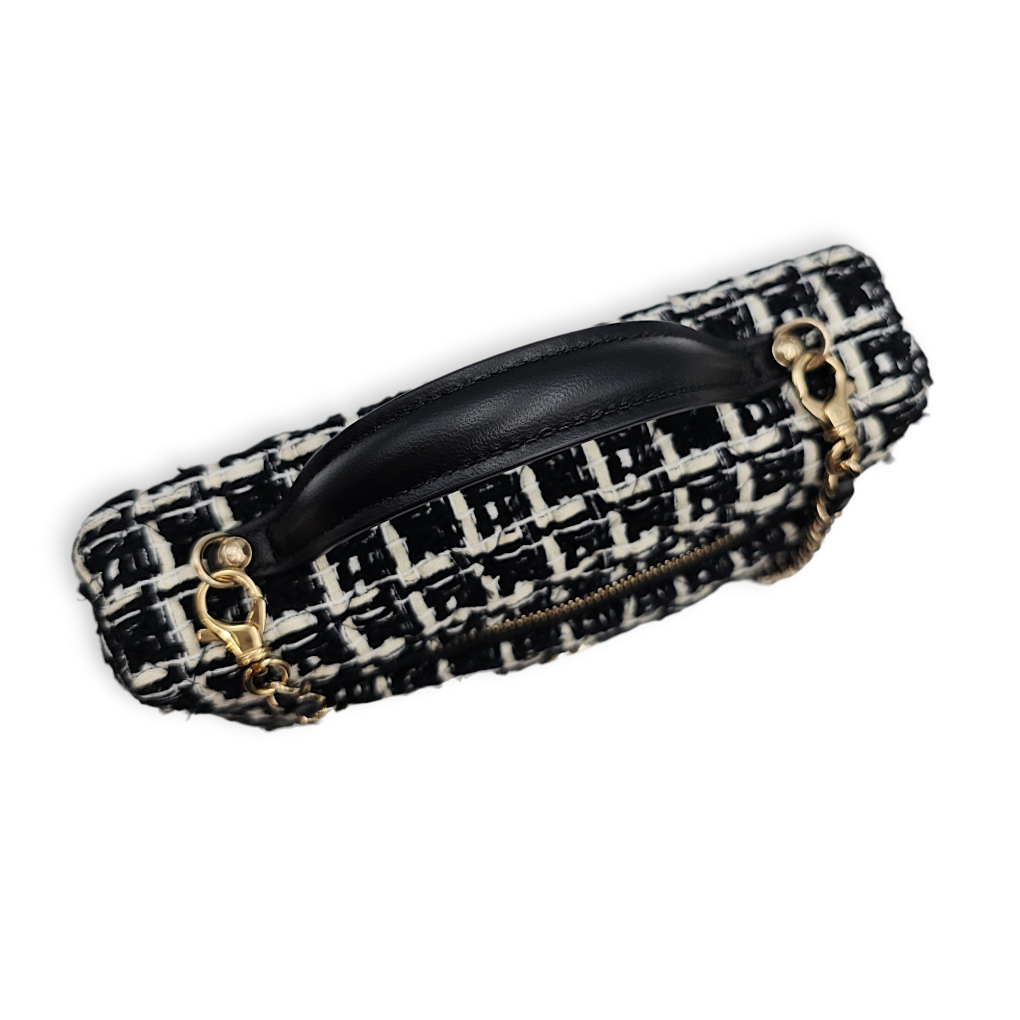 Vanity  Black Crossbody Bag in Tweed Gold hardware CL2607-22646 11