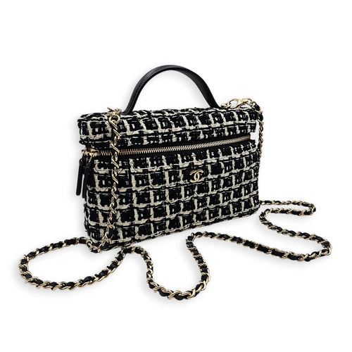 Vanity  Black Crossbody Bag in Tweed Gold hardware CL2607-22646 12