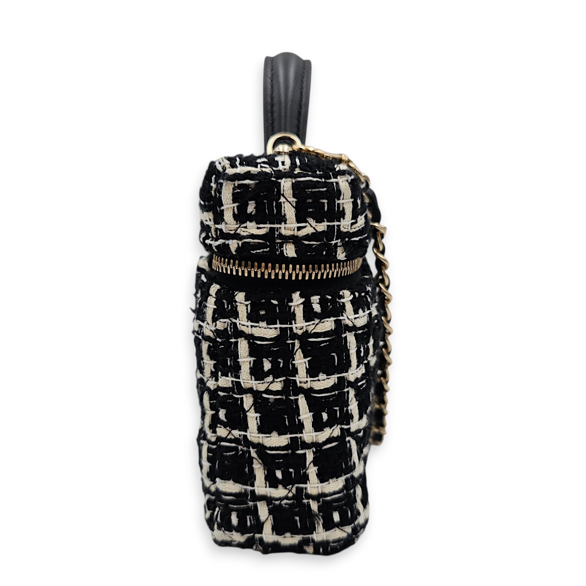 Vanity  Black Crossbody Bag in Tweed Gold hardware CL2607-22646 3