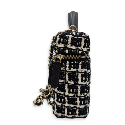 Vanity  Black Crossbody Bag in Tweed Gold hardware CL2607-22646 4