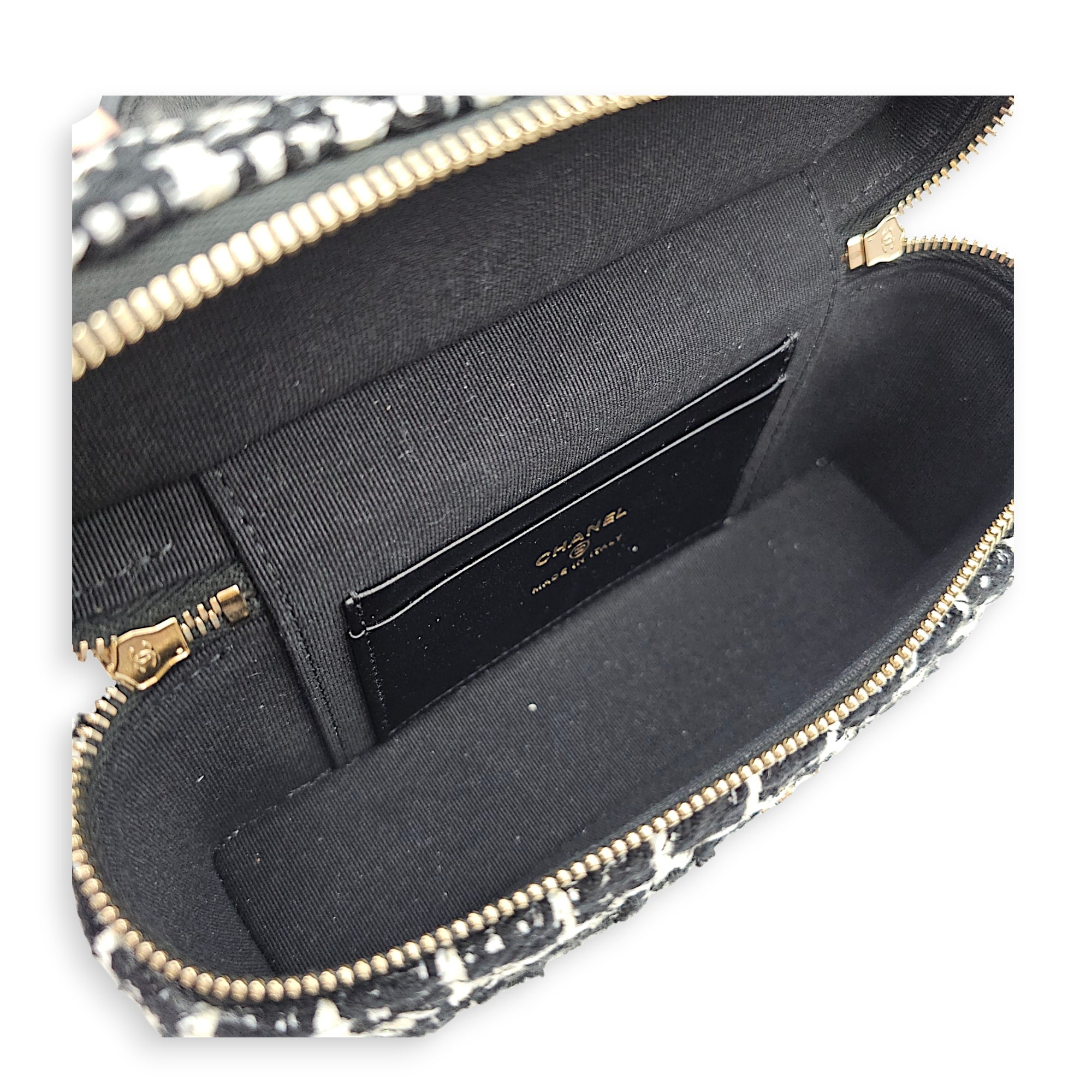 Vanity  Black Crossbody Bag in Tweed Gold hardware CL2607-22646 6