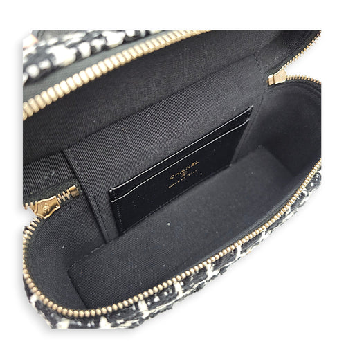 Vanity  Black Crossbody Bag in Tweed Gold hardware CL2607-22646 6