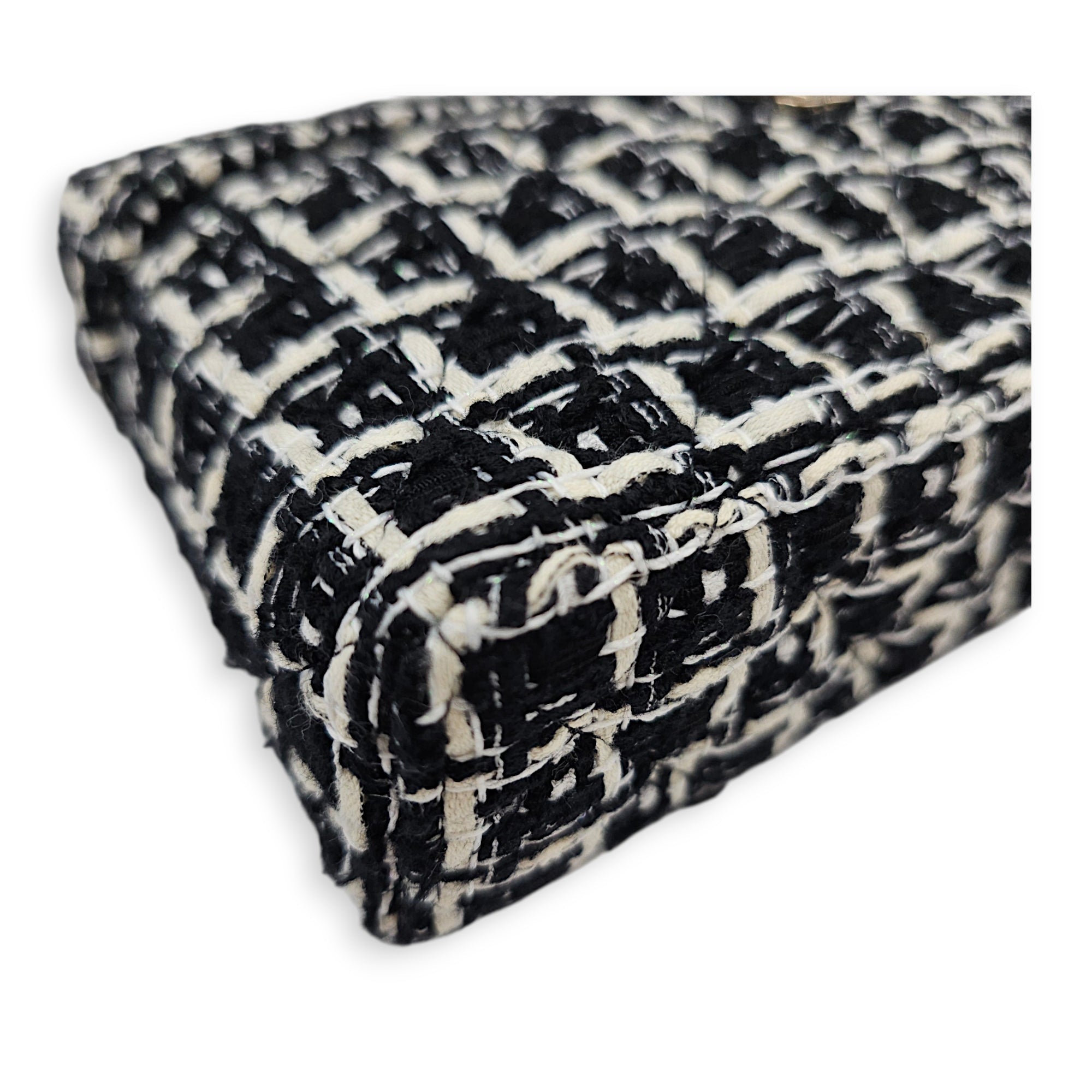 Vanity  Black Crossbody Bag in Tweed Gold hardware CL2607-22646 7