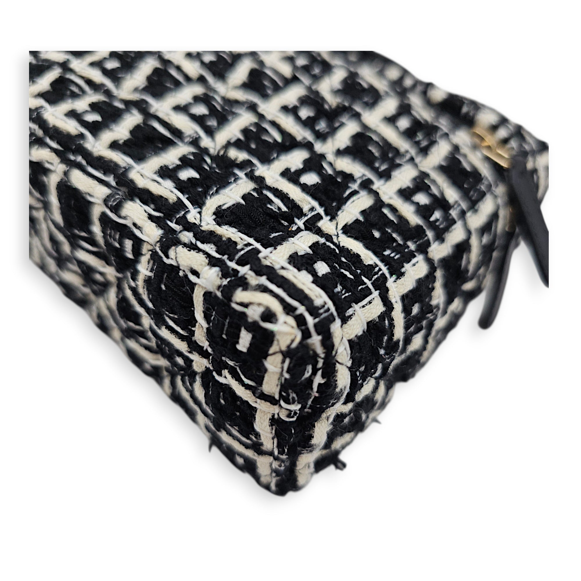 Vanity  Black Crossbody Bag in Tweed Gold hardware CL2607-22646 8
