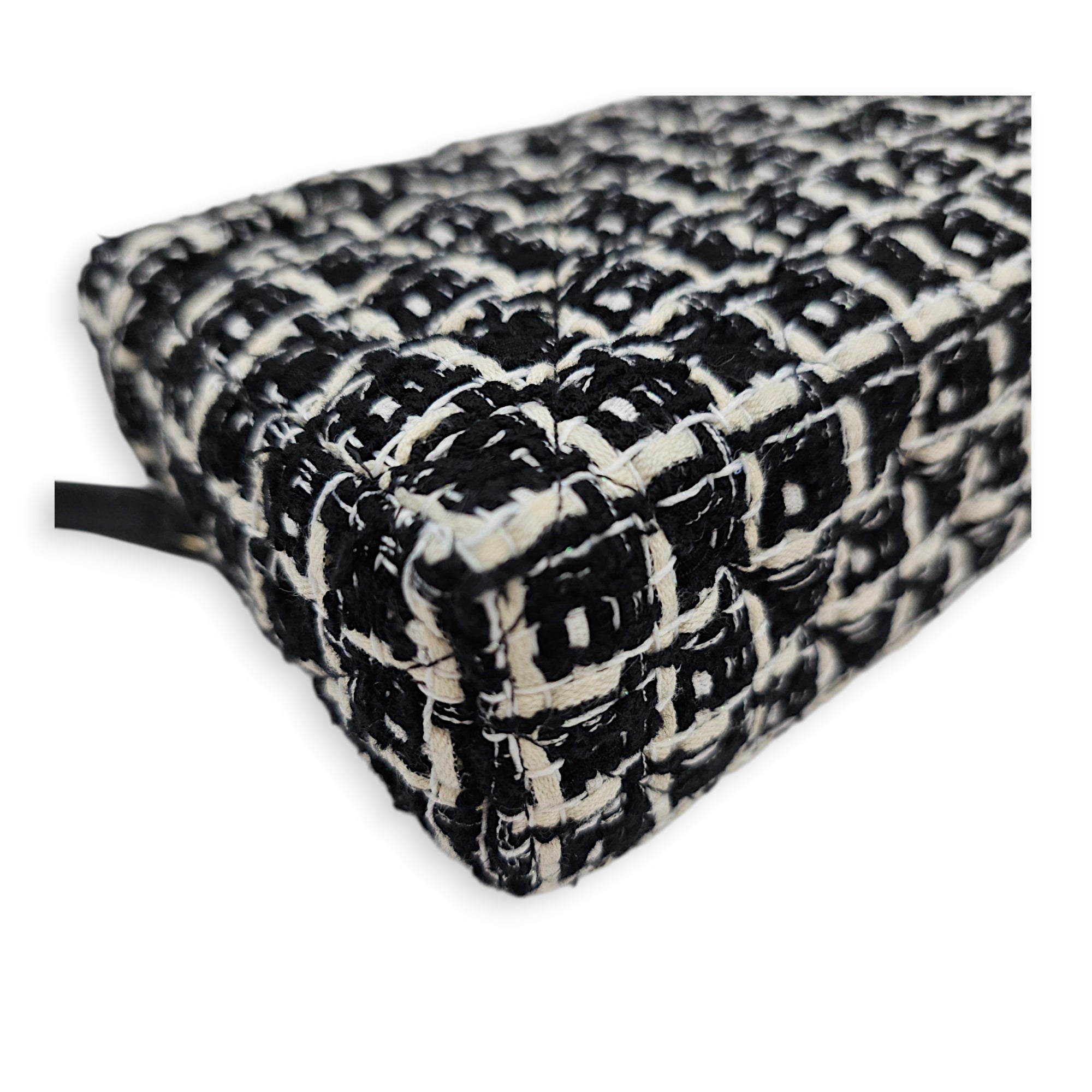 Vanity  Black Crossbody Bag in Tweed Gold hardware CL2607-22646 9