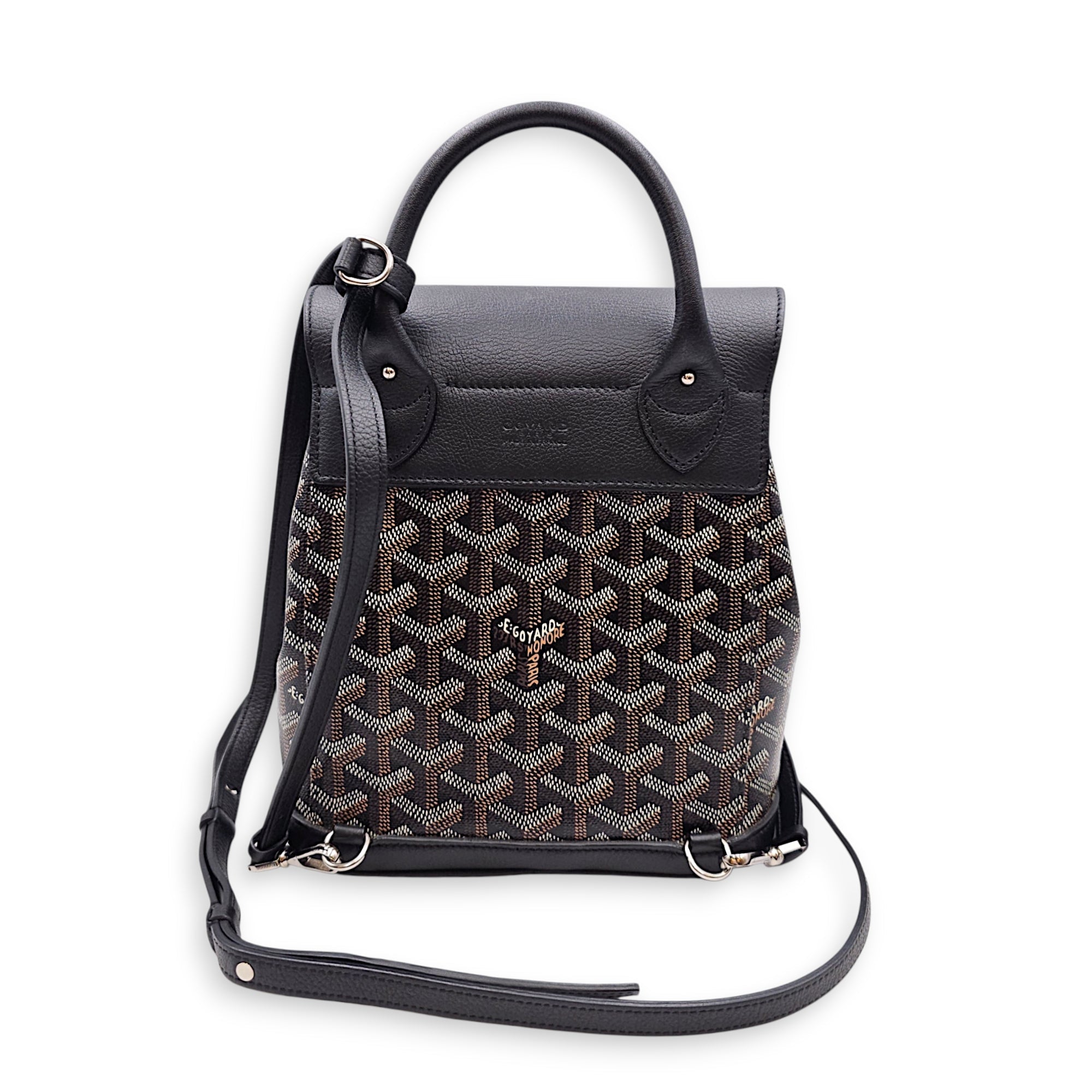 Le Sac Alpin Mini Black Backpack in Canvas Silver hardware CL2607-22666 11