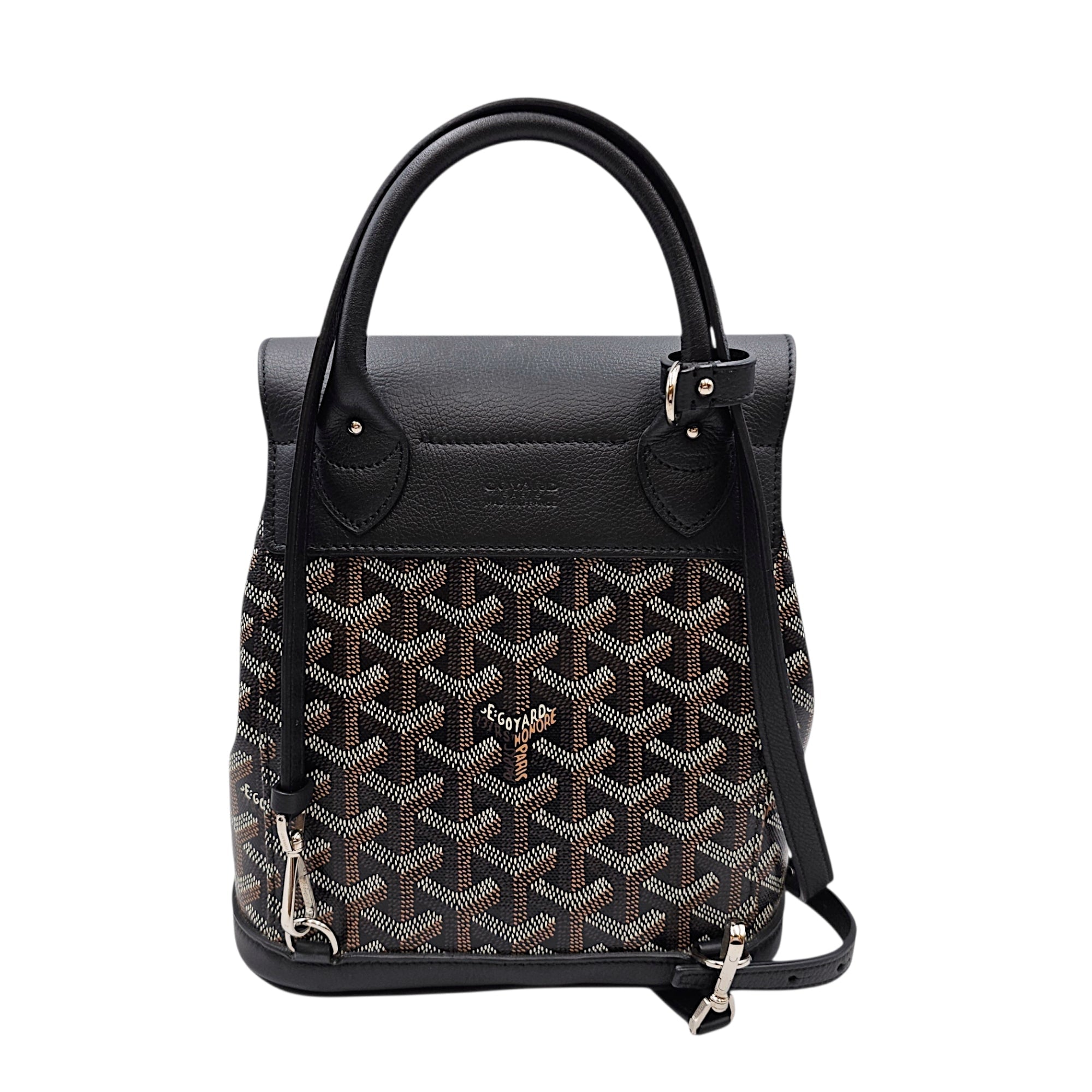 Le Sac Alpin Mini Black Backpack in Canvas Silver hardware CL2607-22666 2