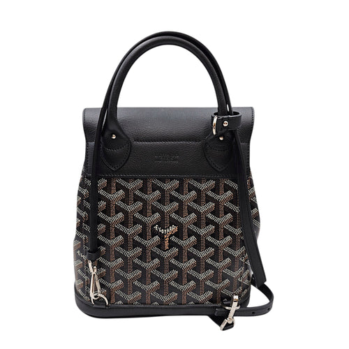Le Sac Alpin Mini Black Backpack in Canvas Silver hardware CL2607-22666 2