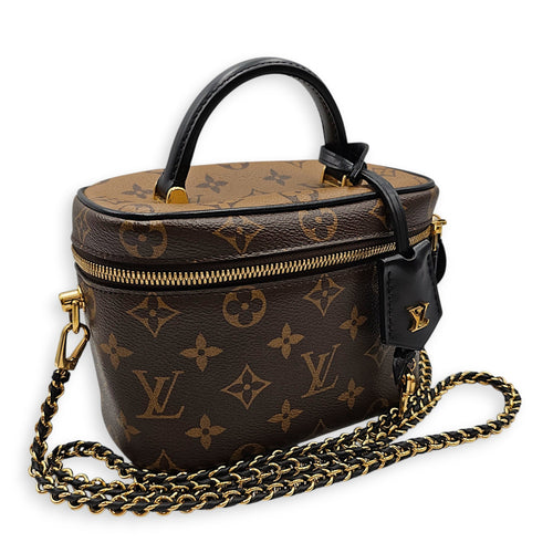 Reverse Monogram Vanity Case PM Brown Crossbody Bag in Canvas Gold hardware CL2607-22668 14