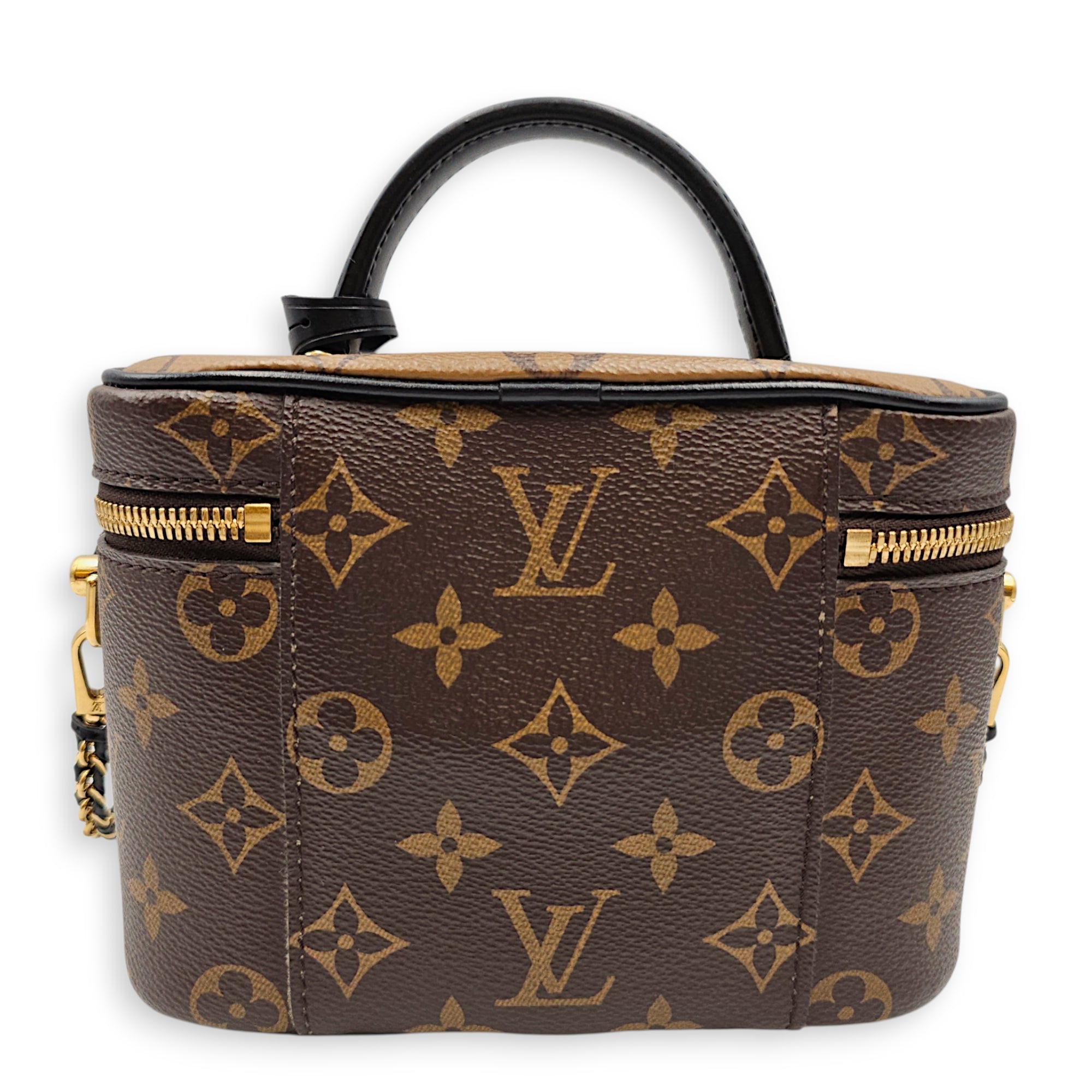 Reverse Monogram Vanity Case PM Brown Crossbody Bag in Canvas Gold hardware CL2607-22668 2