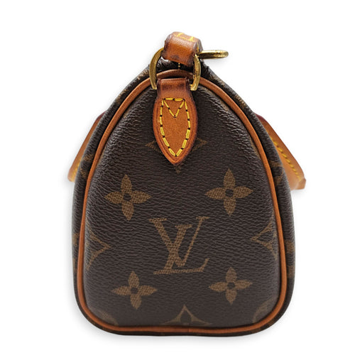 Speedy Nano Brown Crossbody Bag in Canvas Gold hardware