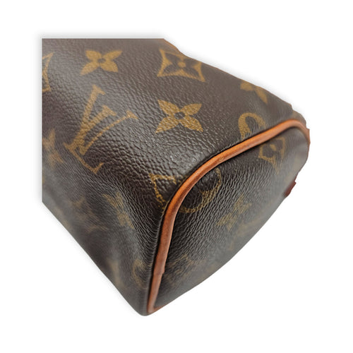 Speedy Nano Brown Crossbody Bag in Canvas Gold hardware