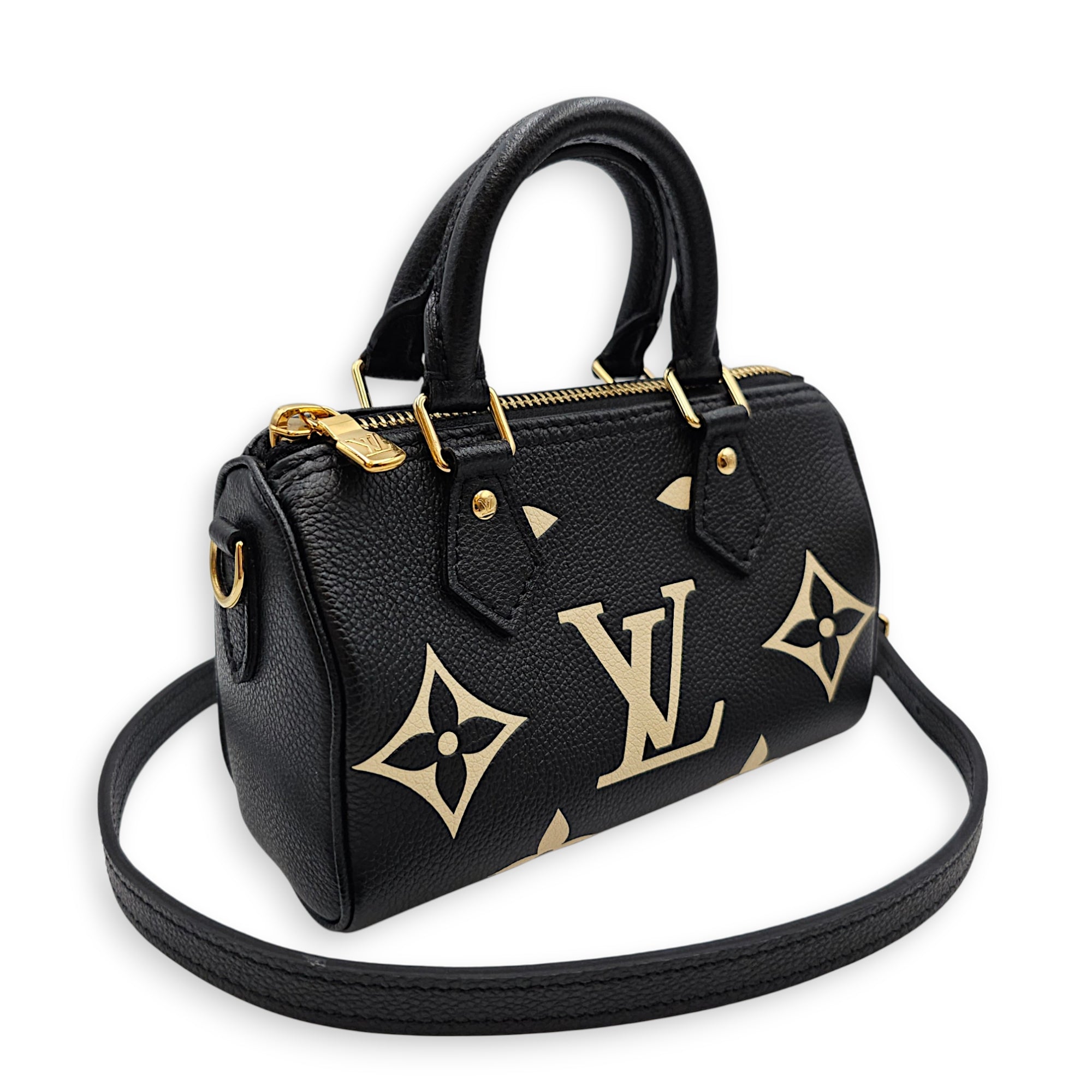Bandouliere  Speedy Nano Black Crossbody Bag in Monogram Empreinte Leather Gold hardware CL2607-22672 11