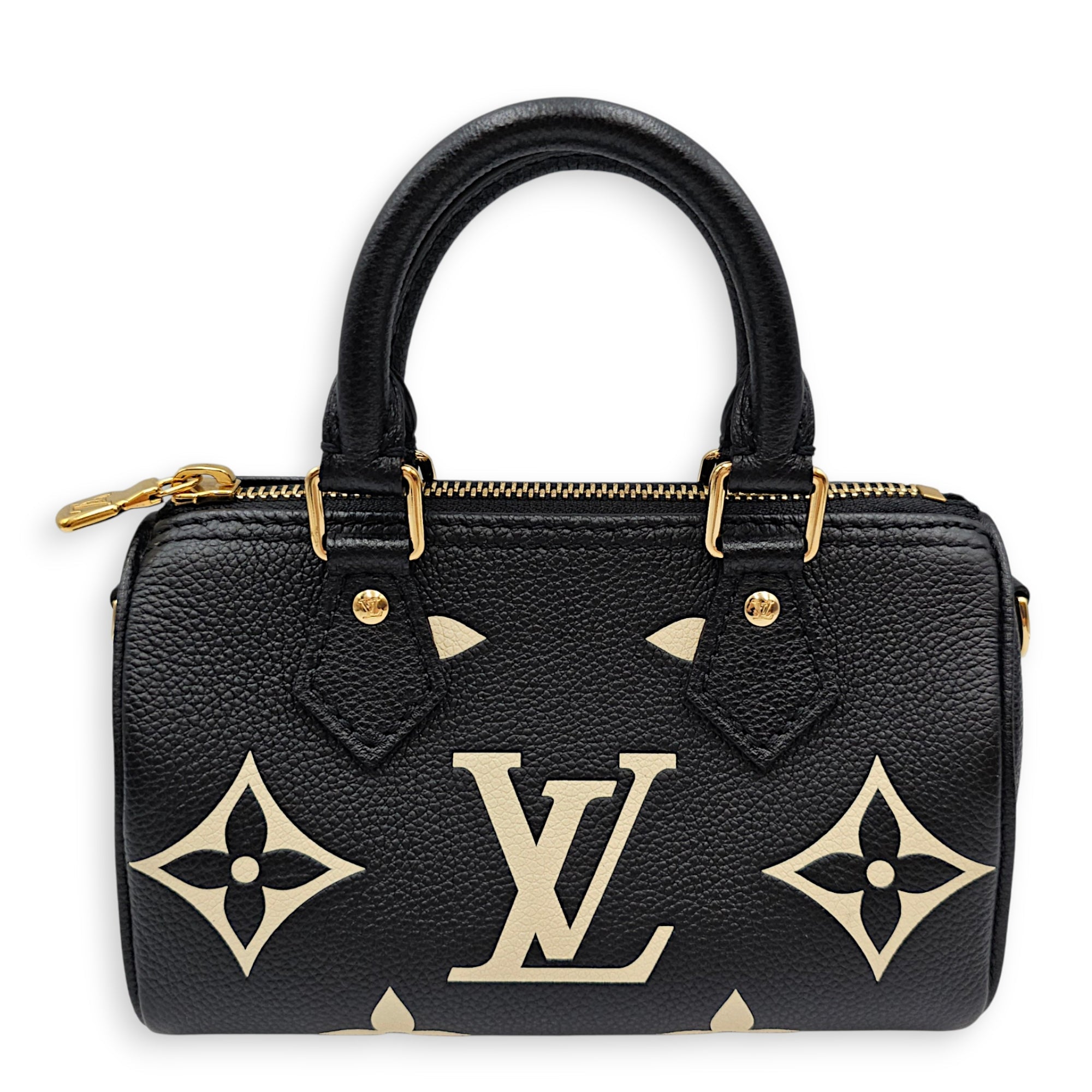Bandouliere  Speedy Nano Black Crossbody Bag in Monogram Empreinte Leather Gold hardware CL2607-22672 2