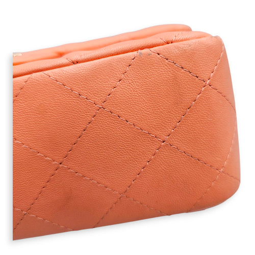 Mini Rectangular Flap 20  Coral  Crossbody Bag in Lambskin Gold hardware