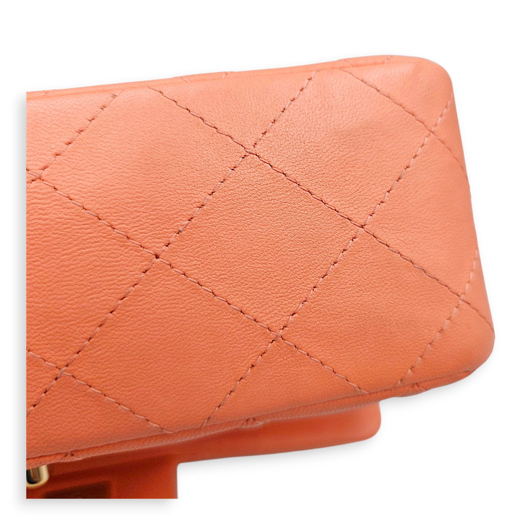 Mini Rectangular Flap 20  Coral  Crossbody Bag in Lambskin Gold hardware