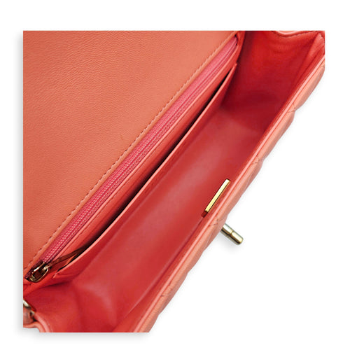 Mini Rectangular Flap 20  Coral  Crossbody Bag in Lambskin Gold hardware
