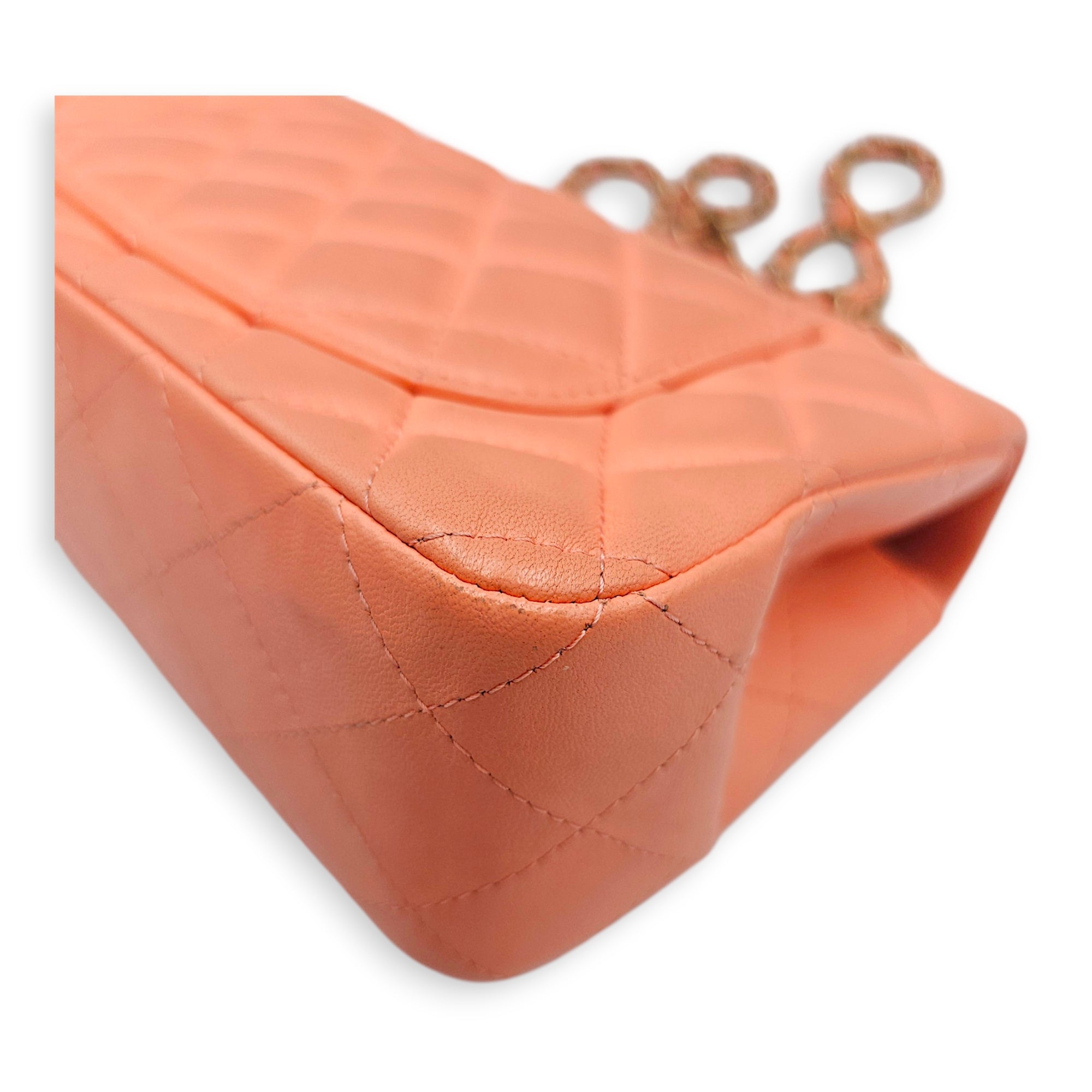 Mini Rectangular Flap 20  Coral  Crossbody Bag in Lambskin Gold hardware