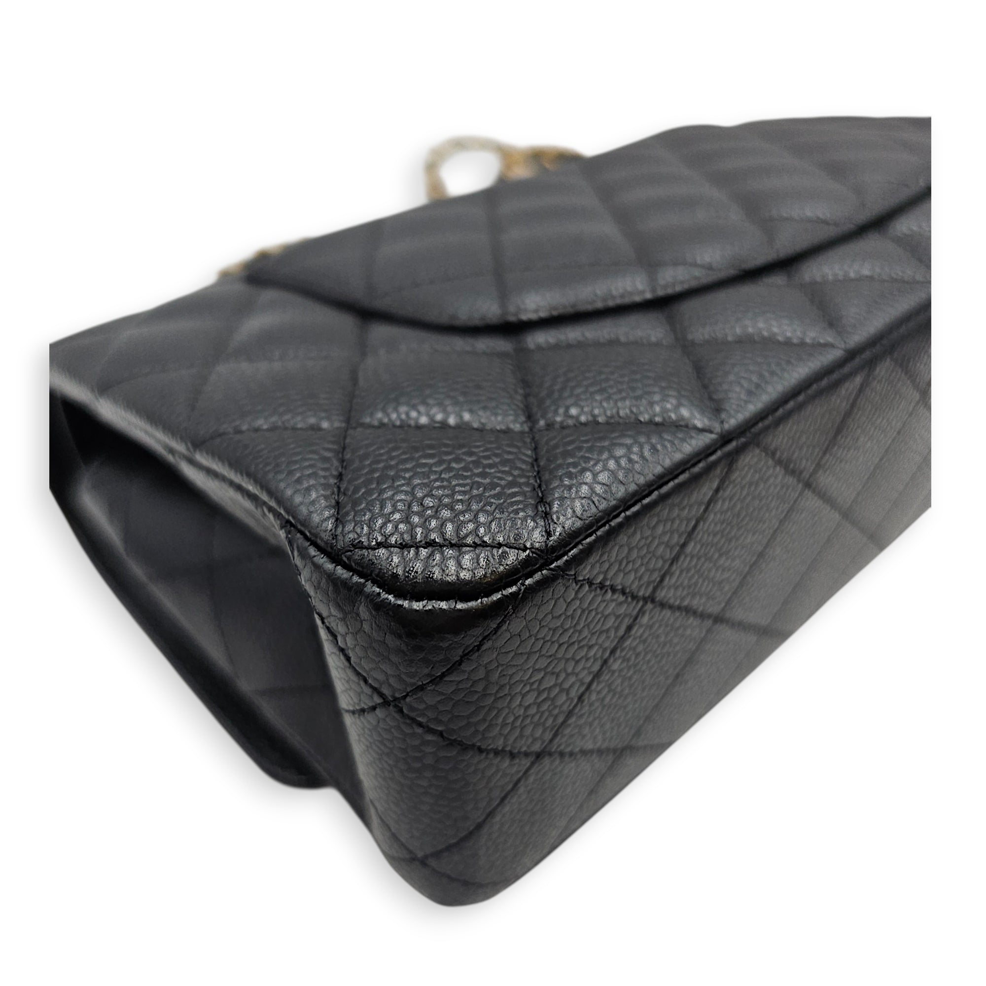 Classic Double Flap Medium Blue Shoulder Bag in Caviar Leather Gold hardware CL2607-22674 11