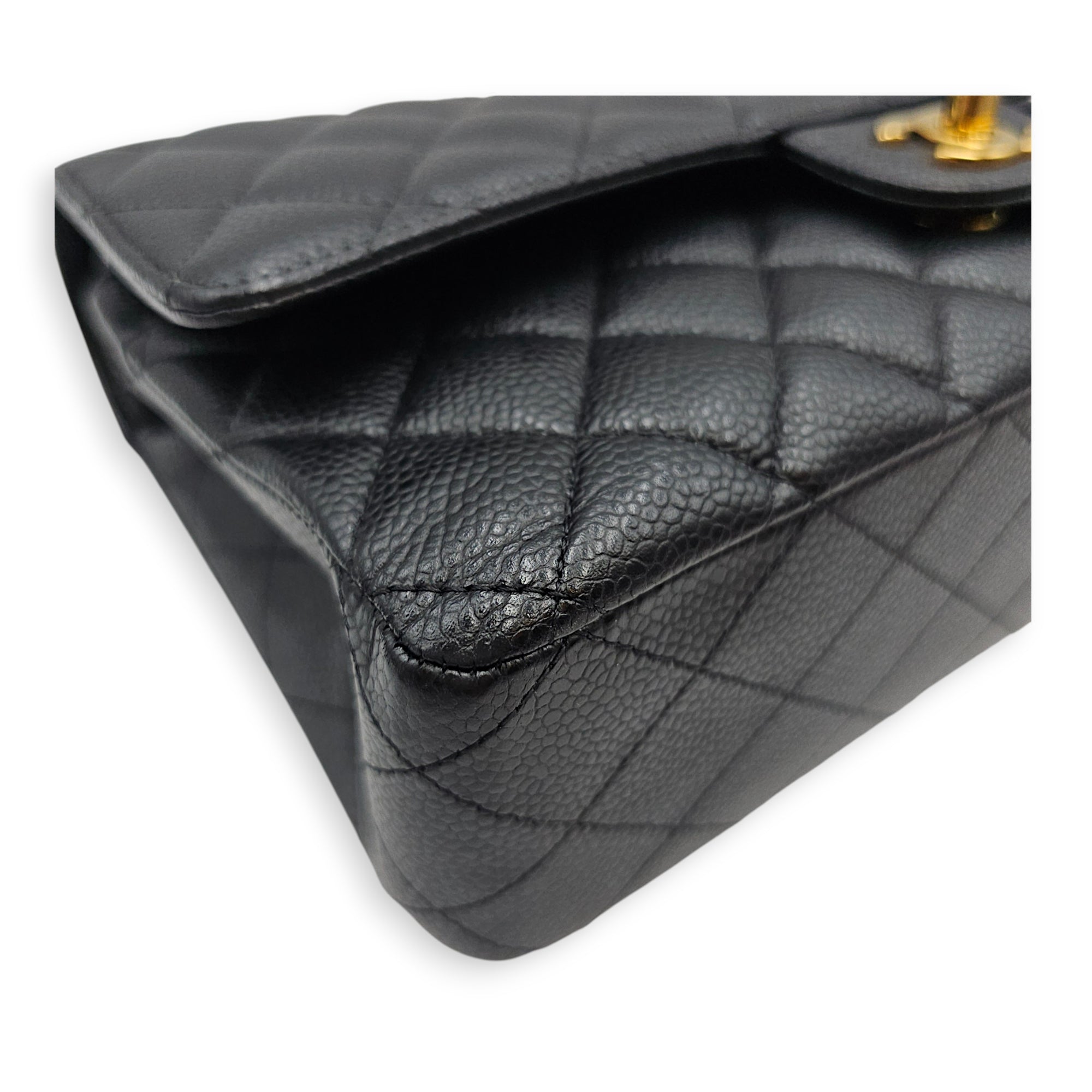 Classic Double Flap Medium Blue Shoulder Bag in Caviar Leather Gold hardware CL2607-22674 13