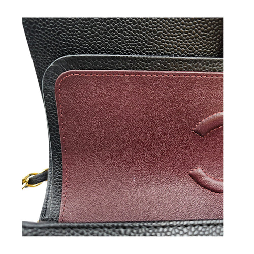 Classic Flap Medium Blue Shoulder Bag in Caviar Leather Gold hardware