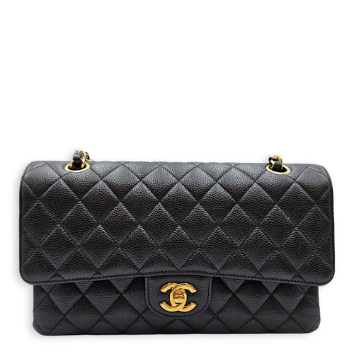 Classic Double Flap Medium Blue Shoulder Bag in Caviar Leather Gold hardware CL2607-22674 1