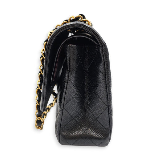 Classic Double Flap Medium Blue Shoulder Bag in Caviar Leather Gold hardware CL2607-22674 5