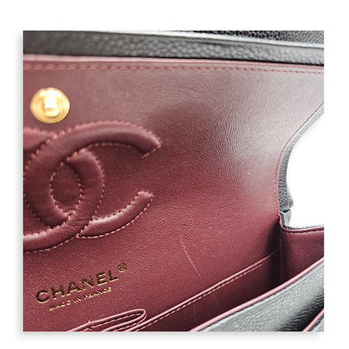 Classic Double Flap Medium Blue Shoulder Bag in Caviar Leather Gold hardware CL2607-22674 8