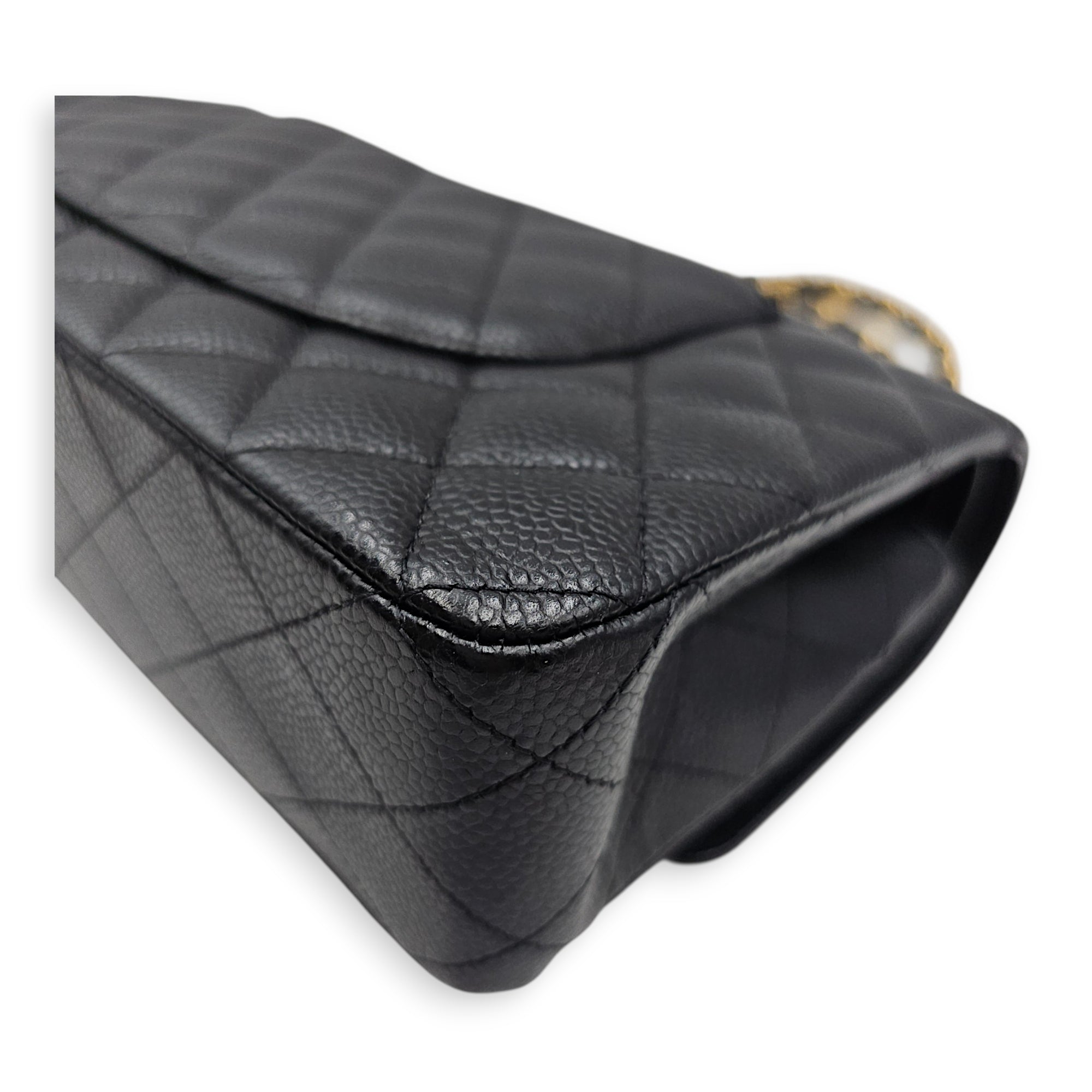 Classic Double Flap Medium Blue Shoulder Bag in Caviar Leather Gold hardware CL2607-22674 10