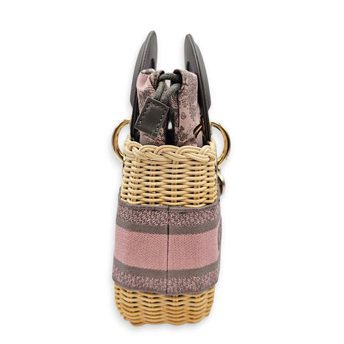 Wicker Mini Lady Dior 17 Grey Top Handle Bag in Rattan Gold hardware