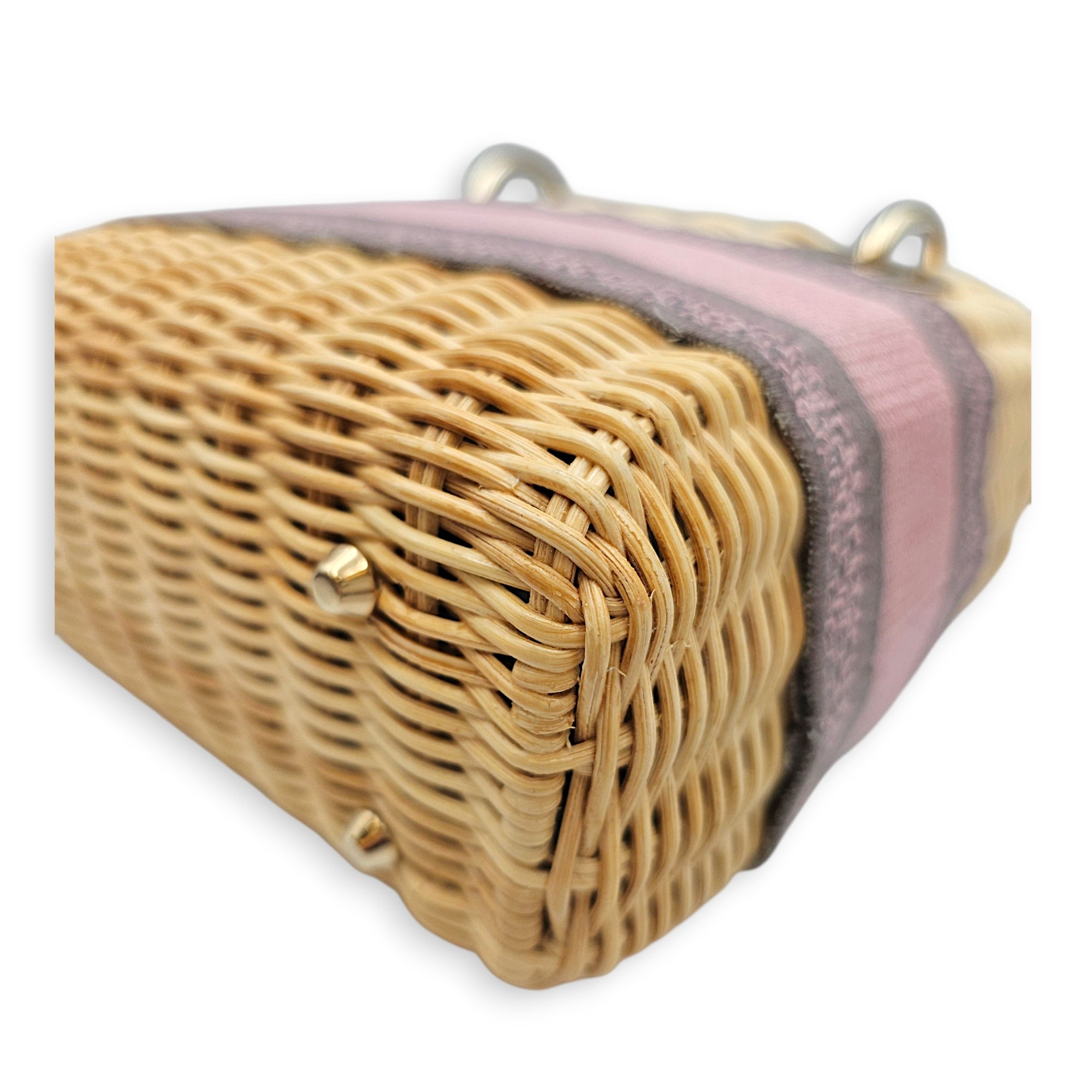 Wicker Mini Lady Dior 17 Grey Top Handle Bag in Rattan Gold hardware