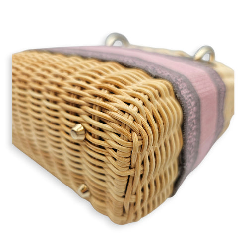 Wicker Mini Lady Dior 17 Grey Top Handle Bag in Rattan Gold hardware