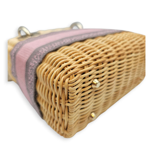Wicker Mini Lady Dior 17 Grey Top Handle Bag in Rattan Gold hardware