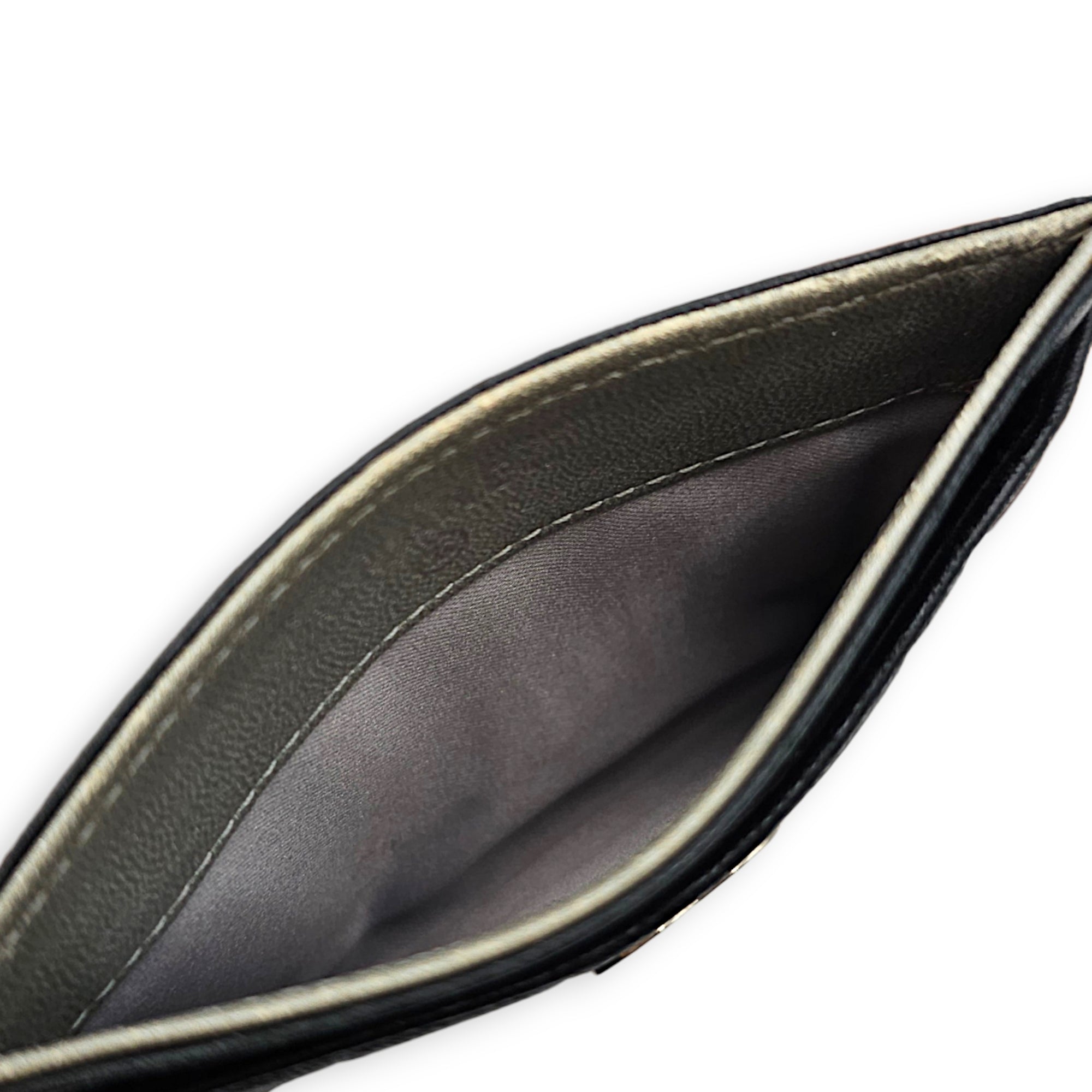 Camellia Card Holder Black Card Holder in Lambskin Silver hardware