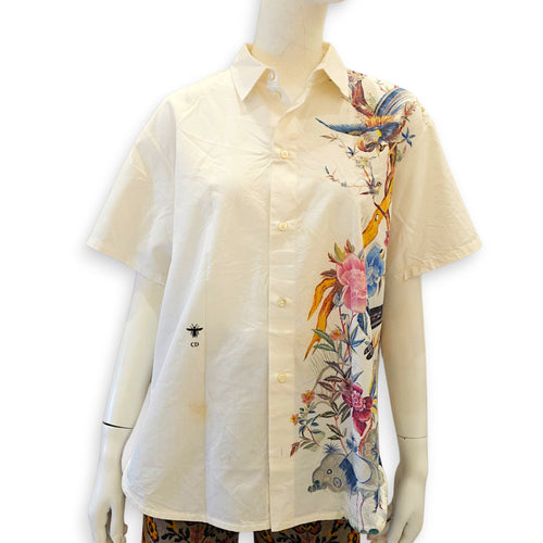Jardin d’Hiver floral and bird motif Blouse 40 White Ready-To-Wear in Cotton CL2607-22694 1