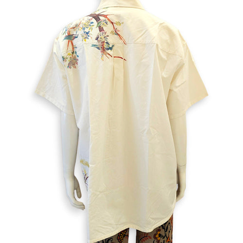 Jardin d’Hiver floral and bird motif Blouse 40 White Ready-To-Wear in Cotton CL2607-22694 2