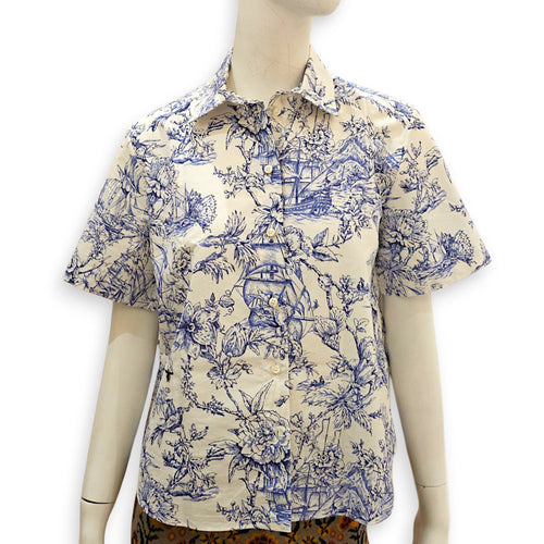 Toile de Jouy Blouse  36 Blue Ready-To-Wear in Cotton CL2607-22695 1