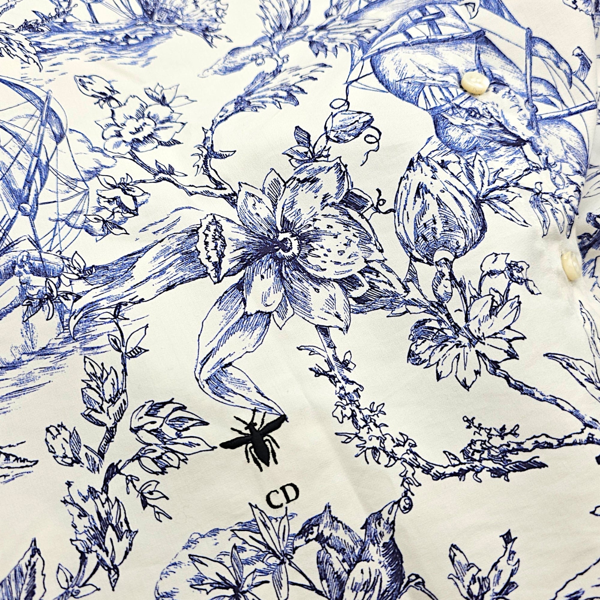 Toile de Jouy Blouse  36 Blue Ready-To-Wear in Cotton CL2607-22695 5