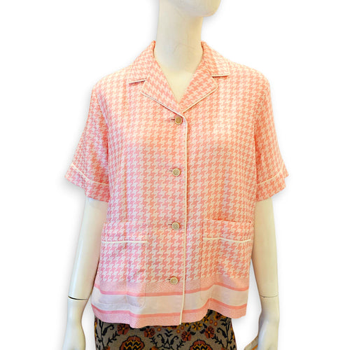 Houndstooth Pajama Shirt  38 Pink Ready-To-Wear in Silk CL2607-22696 1