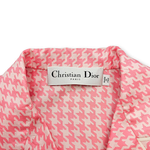 Houndstooth Pajama Shirt  38 Pink Ready-To-Wear in Silk CL2607-22696 3