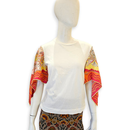 Short Sleeved T Shirt  with Colourful Geometric Print ze  Small White Ready-To-Wear CL2607-22701 1