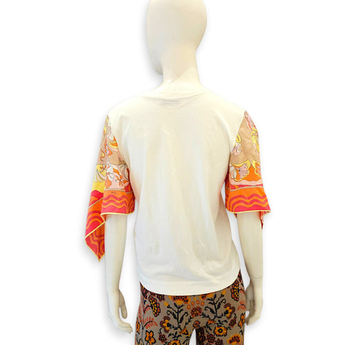 Short Sleeved T Shirt  with Colourful Geometric Print ze  Small White Ready-To-Wear CL2607-22701 2
